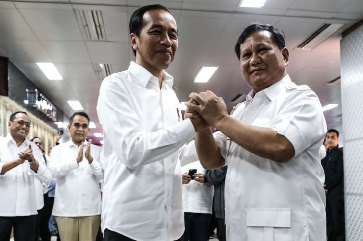 Pertemuan pertama Pasca-Pilpres 2019 antara Presiden Joko Widodo dan Ketua Umum Partai Gerindra (KOMPAS.com/GARRY LOTULUNG)