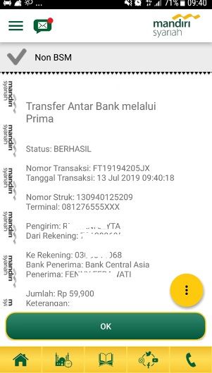 Dokpri, bukti transfer konsumen melalui mobile banking jaringan Prima