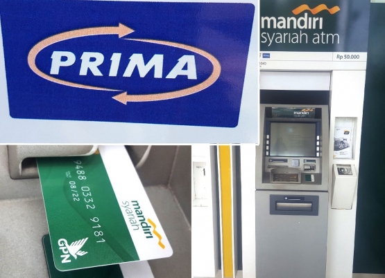 Logo PRIMA di mesin ATM Bank Syariah Mandiri memberi jaminan ketenangan dan kepastian transaksi secara mudah dengan kartu debit GPN (dok. pri).
