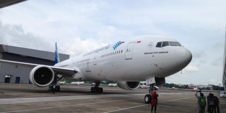 ilustrasi - Tampak pesawat terbaru Garuda Indonesia, Airbus A330-300 dan Boeing 777-300ER yang diresmikan di Hangar 4 GMF-Aeroasia, Bandara Soekarno-Hatta, Tangerang, Senin (1/2/2016). (Andri Donnal Putera - kompas.com)