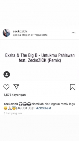 Screenshot postingan Instagram/zeckozick