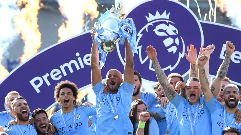 Manchester City saat Juara Premier League (Foto Skysports.com)