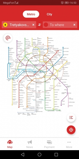 Skema stasiun kereta bawah tanah Moskow, disebut Metro. Ada ratusan stasiun di di bawah tanah. Dokumen prbadi.