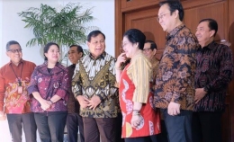Dari kanan ke kiri: Prananda, Megawati, Prabowo, Puan Maharani. (Foto: Tagar/Gemilang Isromi Nuari)