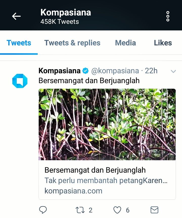 Puisi saya ditweet Kompasiana. Dokumen pribadi