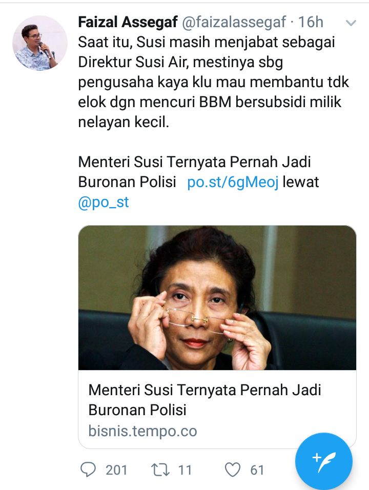 Tangkap Layar akun twitter FA