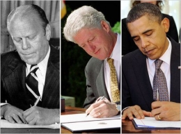 From left: United Press International; Gary Cameron/Reuters; Jonathan Ernst/Reuters Recent left-handed presidents include, from left, Gerald R. Ford, Bill Clinton and Barack Obama.