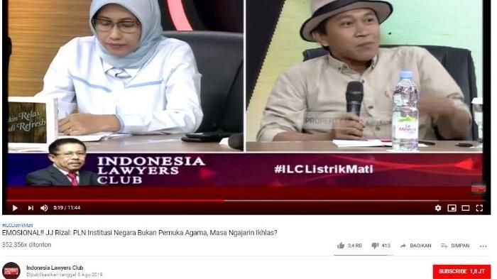 JJ Rizal dalam acara ILC saat mengutarakan kekecewaanya pada dirut PLN | Sumber gambar : Channel Youtube Indonesia Lawyers Club