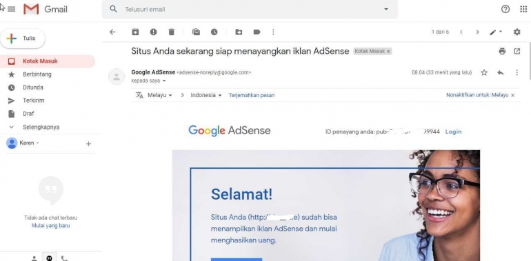 Email Approve dari Google Adsense