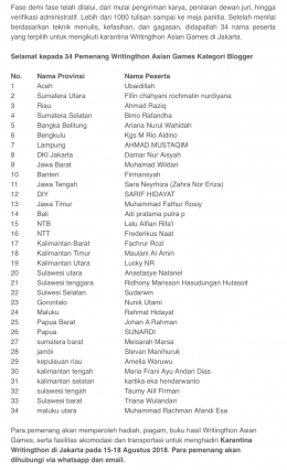Peserta terpilih dari 34 Propinsi (screenshot Bitread_id)