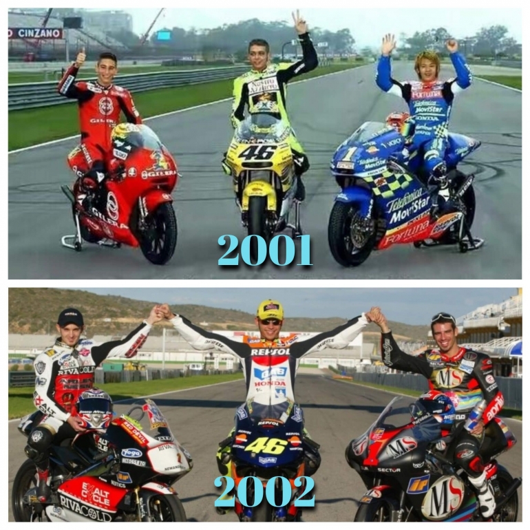 Rossi (tengah) sebagai juara dunia (pinterest.ca/garethpthomas/ & motogp.com)