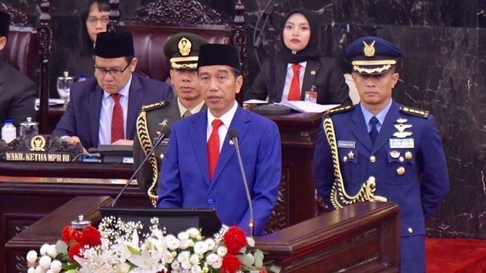 Presiden Joko Widodo berpidato dalam Sidang Tahunan MPR 2019. Gambar disalin dari: manado.tribunnews.com