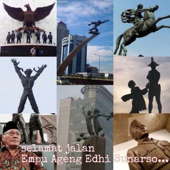 Karya karya Bapak Edhi Sunarso Seniman Pematung Legendaris Indonesia | Dokumen Beritagar.id