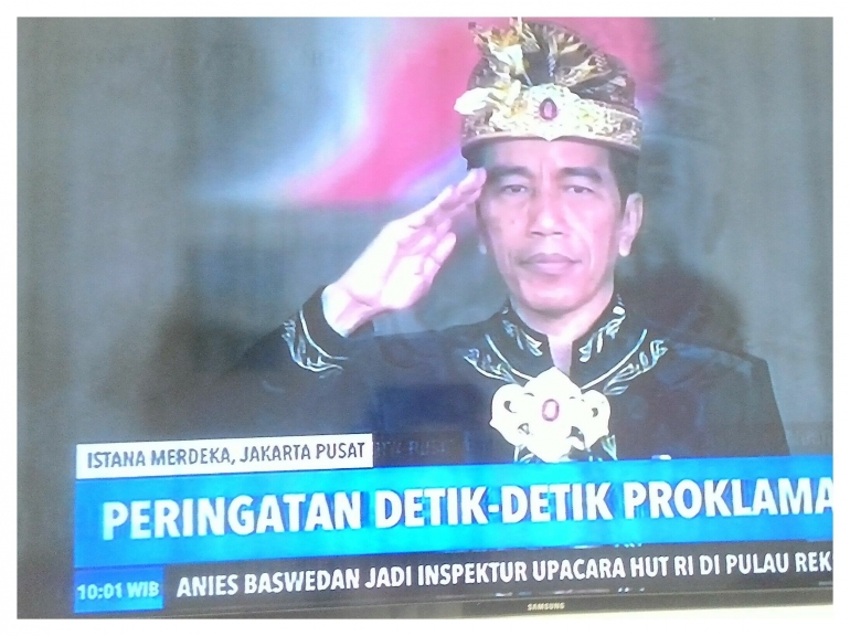 Jokowi saat menjadi inspektur upacara saat peringatan detik- detik proklamasi Kemerdekaan ke-74(foto oleh Joko Dwiatmoko/trans7)
