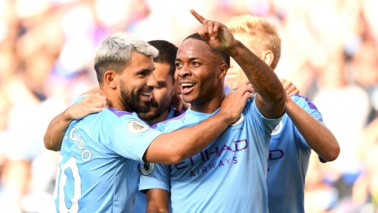 Selebrasi Aguero dan Sterling (Foto Mancity.com) 