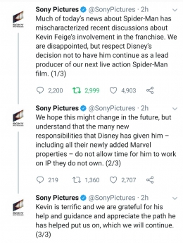 Tangkapan layar konfirmasi Sony Pictures (twitter.com/SonyPictures)