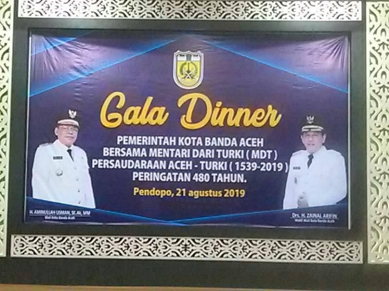 Spanduk Gala Dinner di Pendopo Walikota Banda Aceh