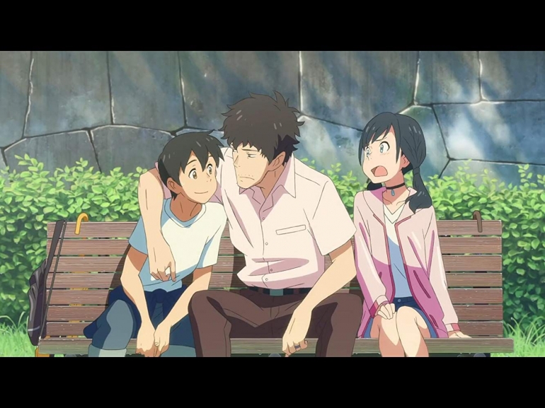 Hodaka, Kei, dan Hina | Dok. IMDb/CoMix Wave