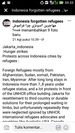 Pengungsi di Jakarta melakukan mogok makan dan menginap di depan kantor UNHCR Jakarra Sejak 20 Agustus 2019 Sumber Facebook Page Indonesia Forgotten Refugees)
