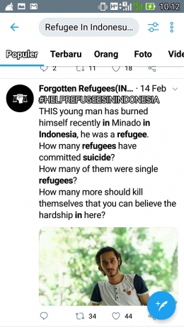 Tragedi Sajjad-- Sumber Twitter Forgotten Refugees In Indonesia