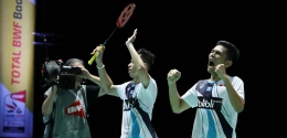 Ganda putra Indonesia, Fajar/Rian berhasil lolos ke semifinal Kejuaraan Dunia 2019/Foto: badmintonindonesia.org