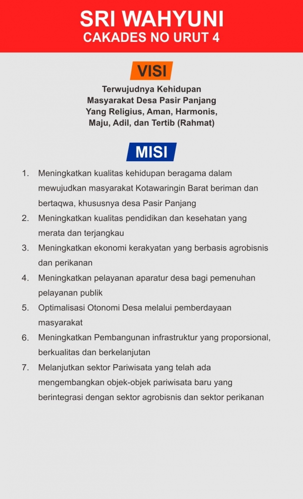 Visi Misi Cakades Pasir Panjang Periode 2019 2025
