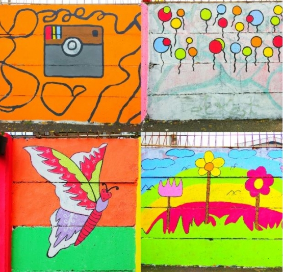 Keadaan tembok yang penuh warna menjadi daya tarik bagi anak-anak, Foto: Dok. Pribadi