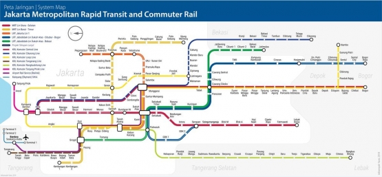 Peta Jalur MRT/LRT/Commuter Line pada tahun 2025 (sumber: skyscrapercity/ FDTJ)
