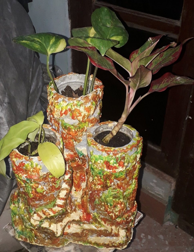 Pot dengan motif tebing ( koleksi pribadi )