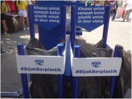 Salah satu kampanye #BijakBerplastik di ajang olahraga yang dilakukan oleh Aqua /Dokpri