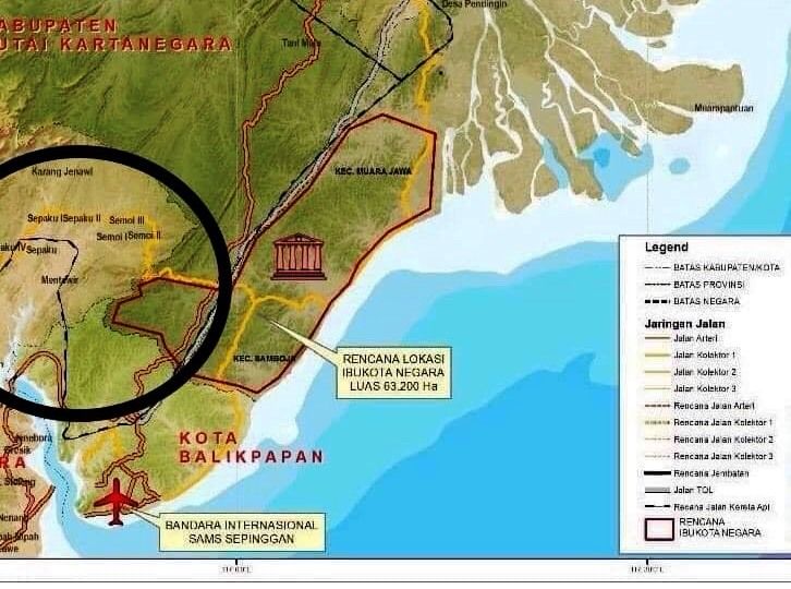 Peta kawasan Kaltim sebagai ibukota negara | Dokumen kliksamarinda.com 