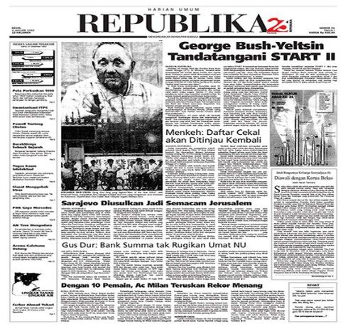 Tampilan media cetak Harian Republika/Republika.co.id