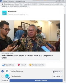 Contoh menyebarkan kembali menggunakan link ke media sosial (dokpri)