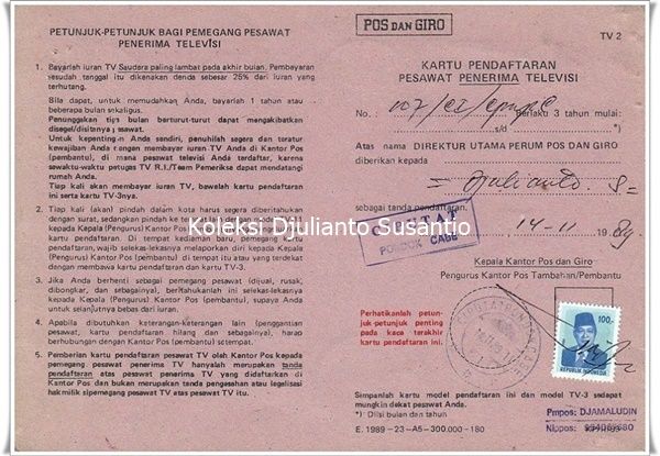 Kartu pendaftaran pesawat penerima televisi 1989 (Dokpri)
