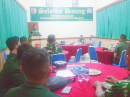 Dandim 0832 Surabaya Selatan Kolonel Inf Moch. Sjasul Arief memberikan sambutan dalam rangka kunjungan Seskoad guna penelitian tentang perseps