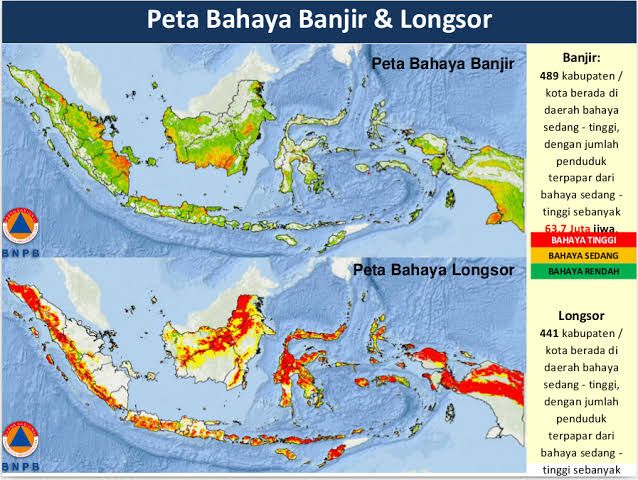 Contoh peta bahaya bencana berdasarkan wilayah yang diterbitkan oleh BNPB, diunduh dari Detikcom