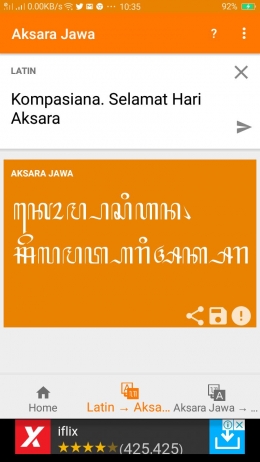 Dok-pri. Screenshoot Apps Aksara Jawa