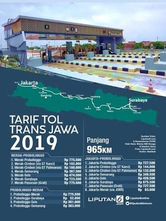 Tarif tol 2019 | Gambar: Liputan6