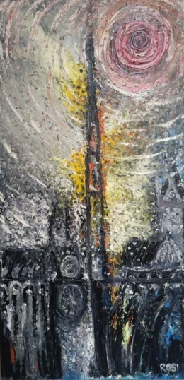 Norte Dame de Paris, 2019, 100 x 50 Cm, oil on canvas 