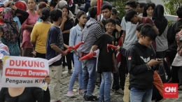 Aksi di Gedung Merah Putih KPK, Jakarta, Sabtu, 14/9 (CNN)