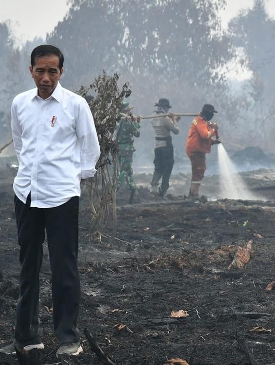 Jokowi Saat Meninjau Karhutla di Riau. (www.liputan6.com)