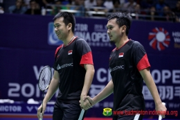 Mohammad Ahsan dan Hendra Setiawan di China Open 2019 (foto: badmintonindonesia.org).