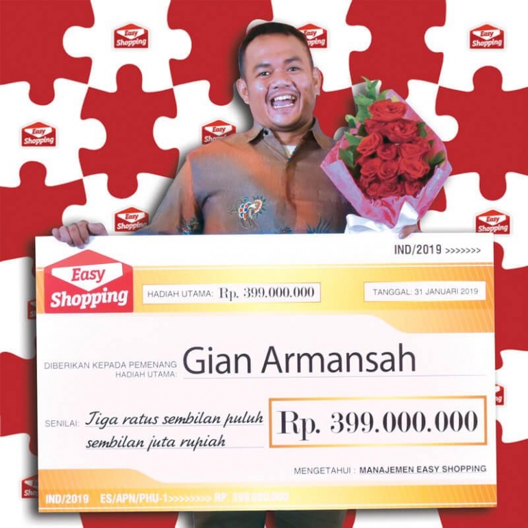 Gian Armansah, pemenang hadiah easy shopping (sumber: easyshopping)