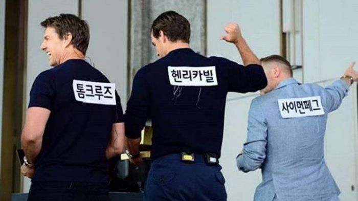 Tom Cruise, Henry Carvill, dan Simon Pegg pernah menjadi bintang tamu Running Man untuk mempromosikan film "Mission Impossible: Fallout" di Korea Selatan. (Foto: tribunnews.com)