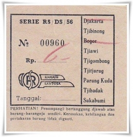 Karcis bis antarkota Jakarta-Sukabumi, 1956 (Dokpri)