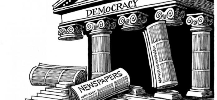 Ilustrasi media dan demokrasi| Sumber: www.thedailystar.net