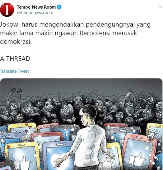 kartun dari Tempo media. Selalu Kritis terhadap Jokowi dan buzzernya? (mediafeed.id)