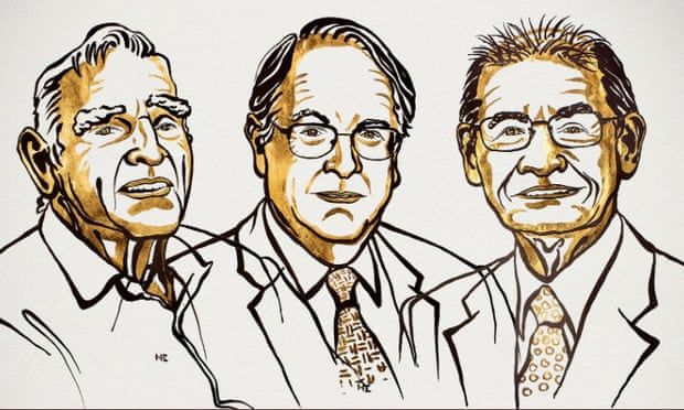 John B Goodenough, M Stanley Whittingham dan Akira Yoshino pemenang hadiah nobel kimia tahun 2019. Photo: Niklas Elmehed/Royal Swedish Academy of Sciences 