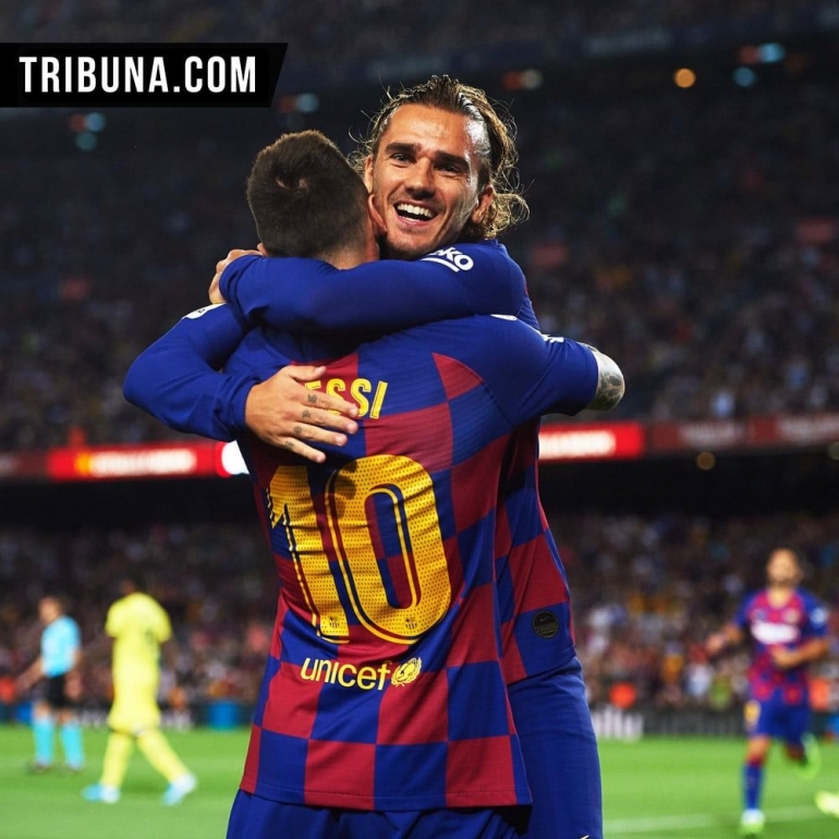 Messi dan Griezmann dalam laga melawan Villareal. Foto by Tribuna.com