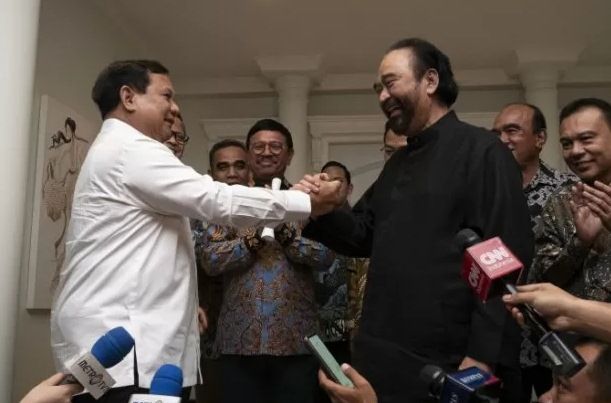 Pertemuan Prabowo dengan Surya Paloh, Minggu 13 Oktober 2019 (bisnis.com/ antara).